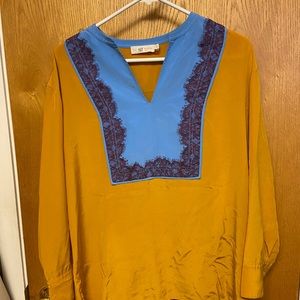 Tory Burch Gold Silk Tunic Size 6